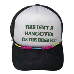 BK Caps Trucker Hat Black White One Size Irish Flu Funny Beaded Snapback Hat